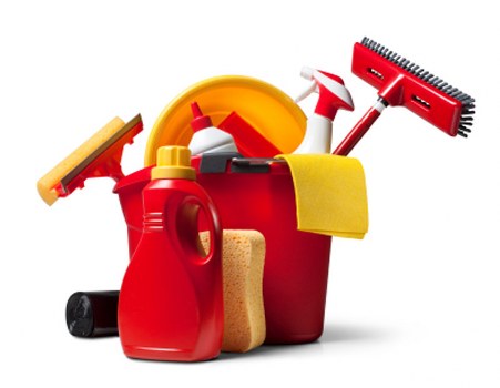 Professional cleaners working in a Balham office
